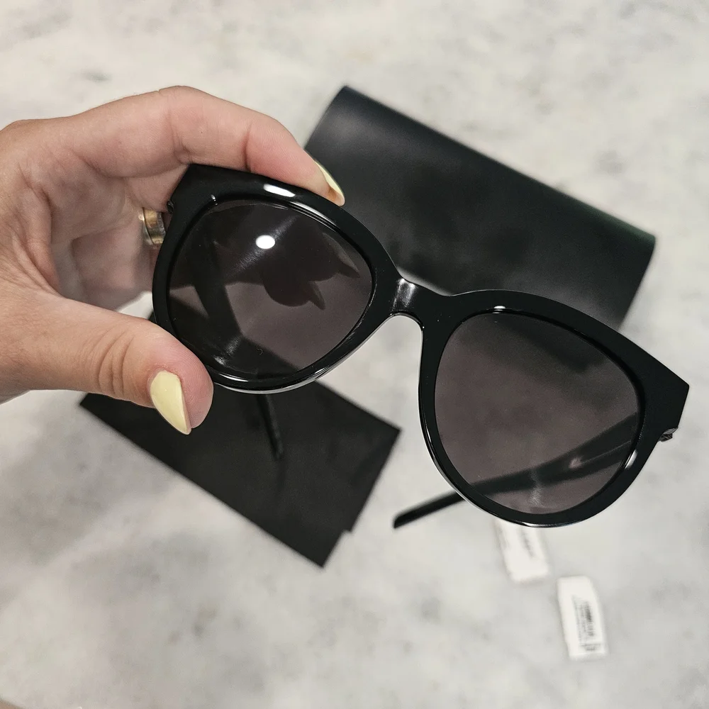 Saint Laurent Black Sunglasses with Gold Accent Cat Eye - Picture 7 of 10